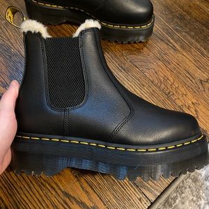 Brand new, never worn Dr. Martens platform, fur lined Chelsea boots. Size 9 W